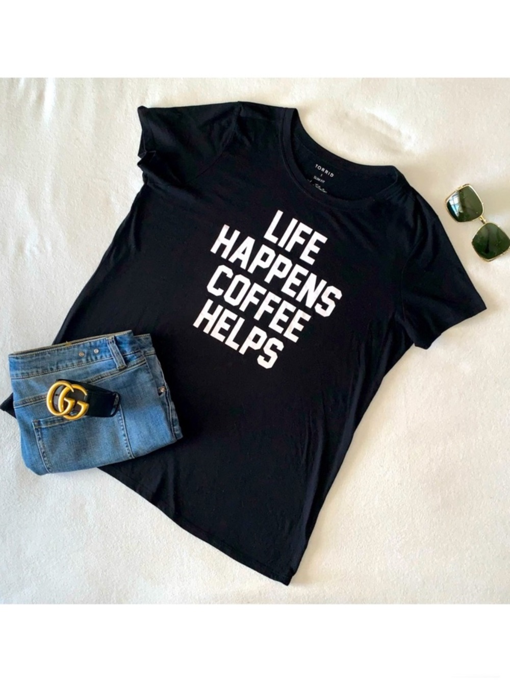 TORRID “Life Happens Coffee Helps” Black Tee GUC size 1X